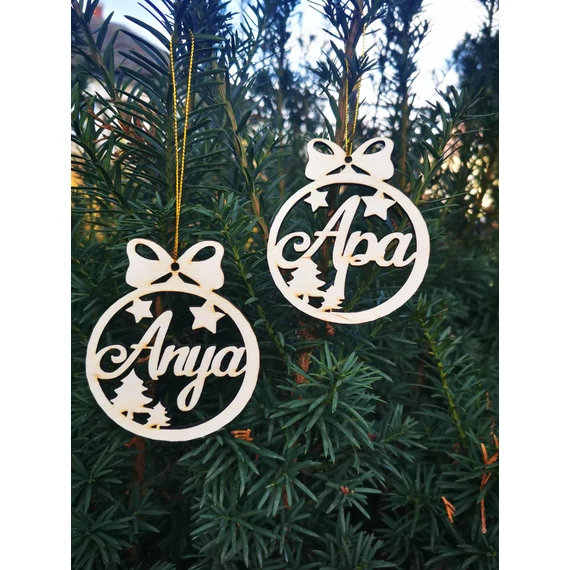 Egyedi neves karácsonyfa dísz