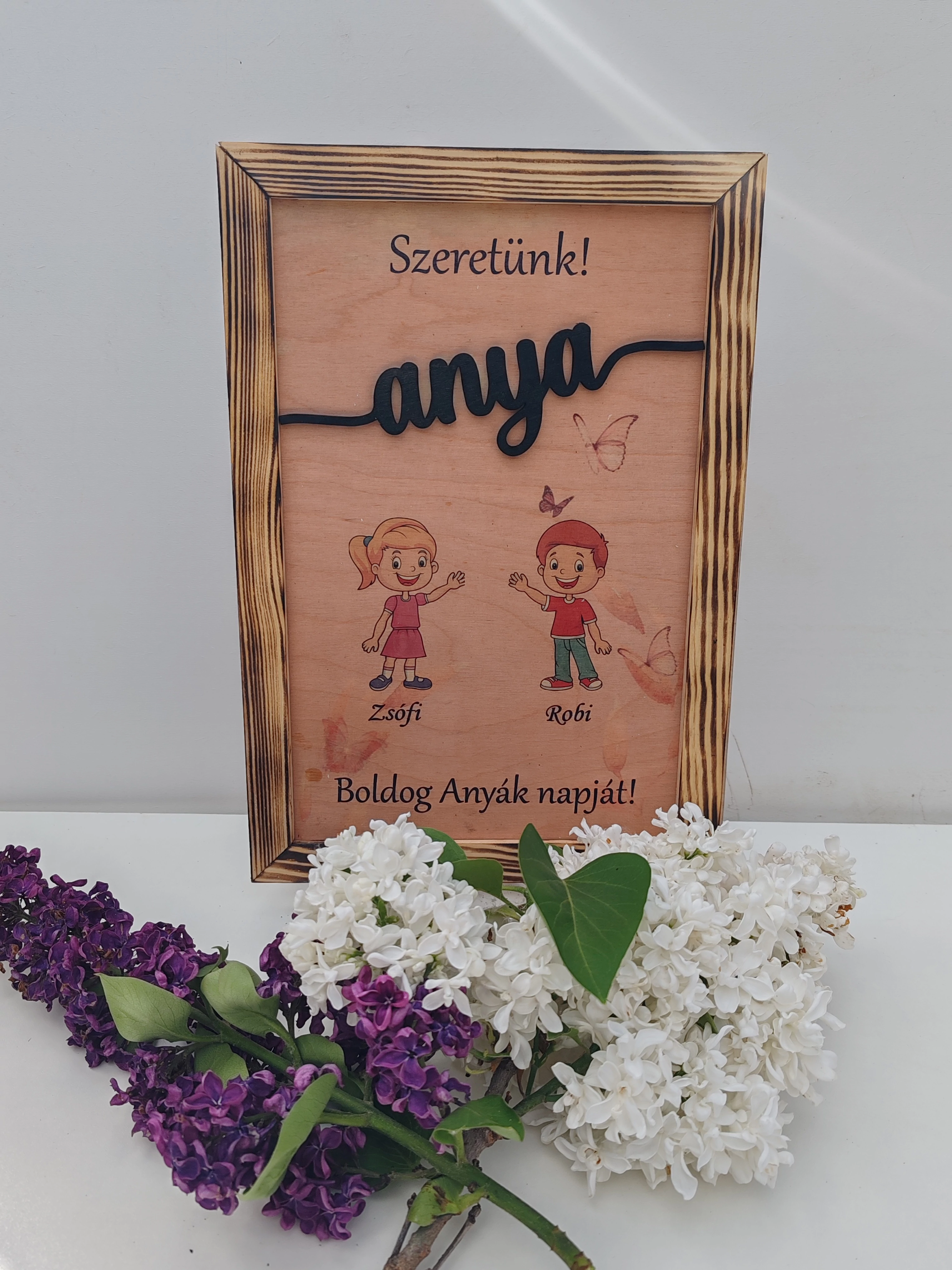 Egyedi fa tábla Anyák napjára